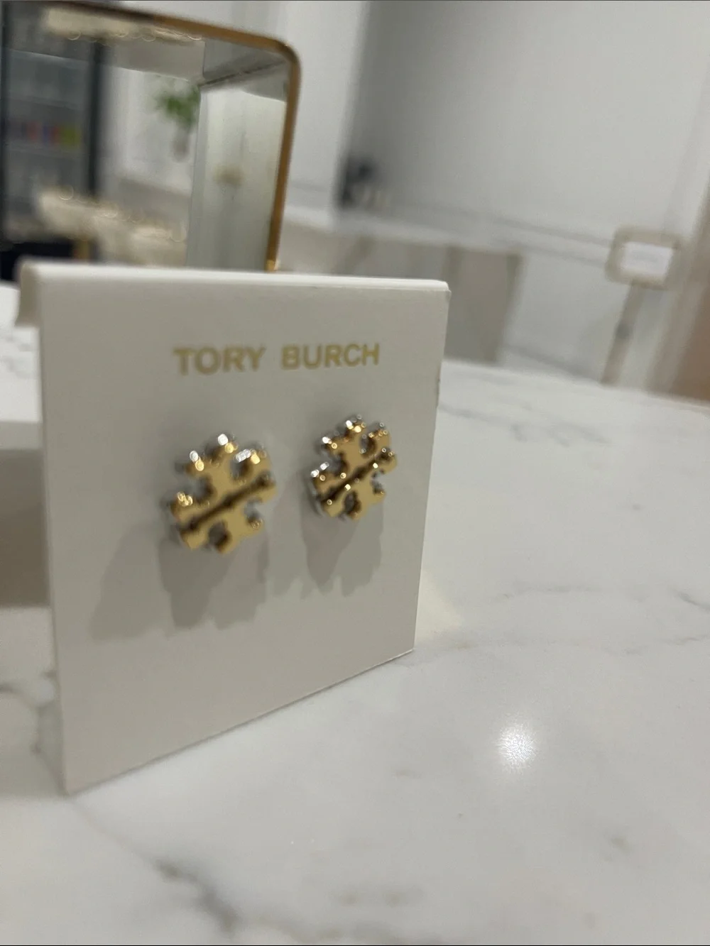 Tory Burch Gold Logo Stud Earrings